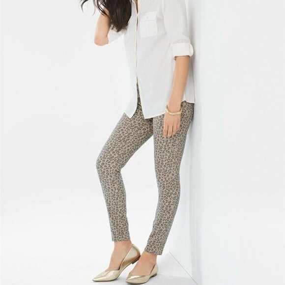 NEW! NYDJ For Chico’s Skinny Ankle Pants Size 6 Leopard Print Lift & Tuck - Picture 1 of 10